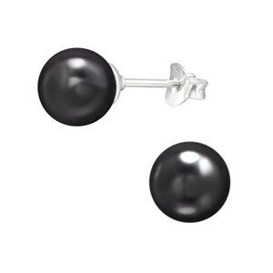Sterling Silver Black Pearl Earring – Elegant, Hypoallergenic & Timeless 8mm